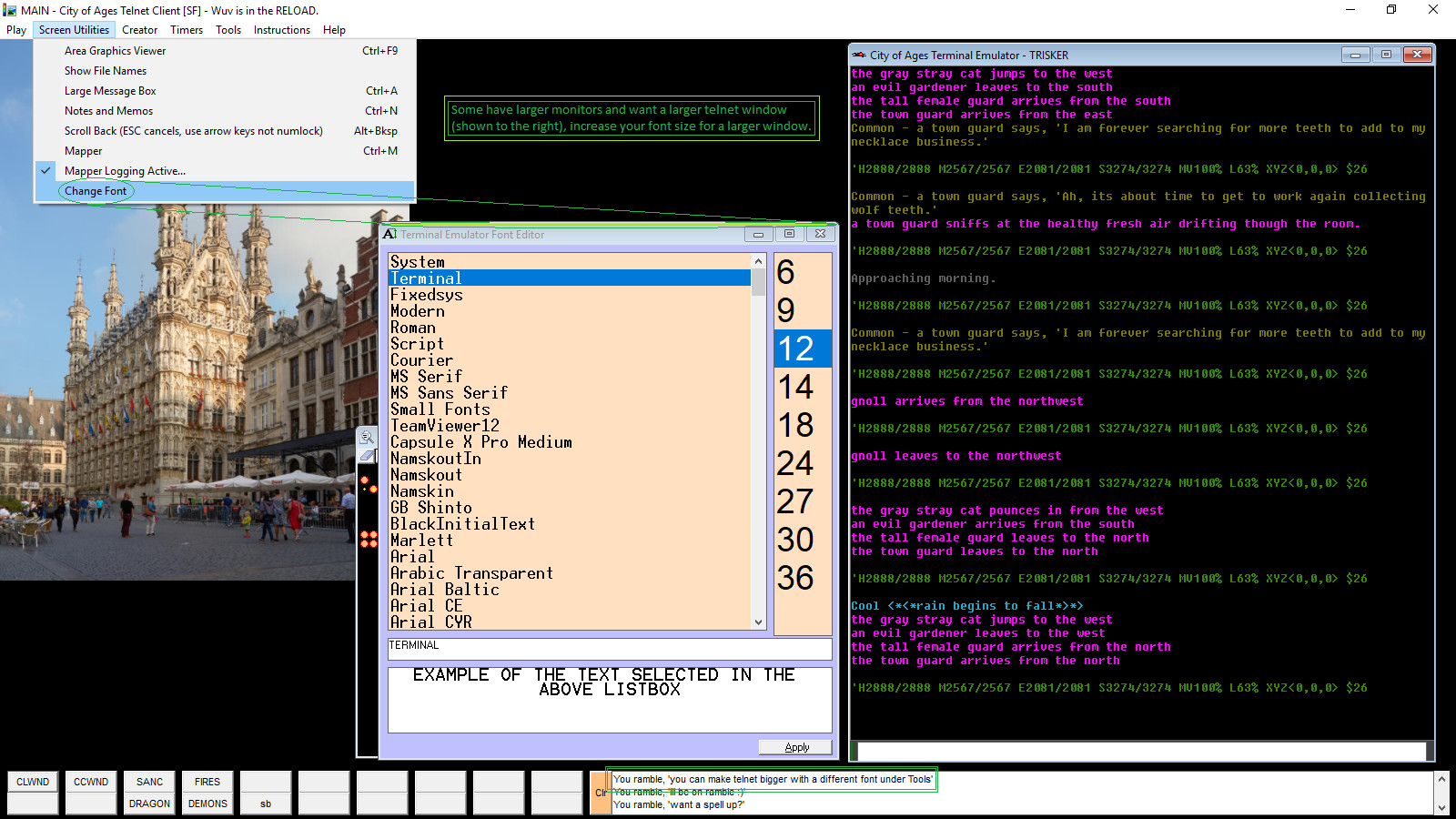 City of Ages: Picture Supportive Text MUD (server and client included) screenshot 7