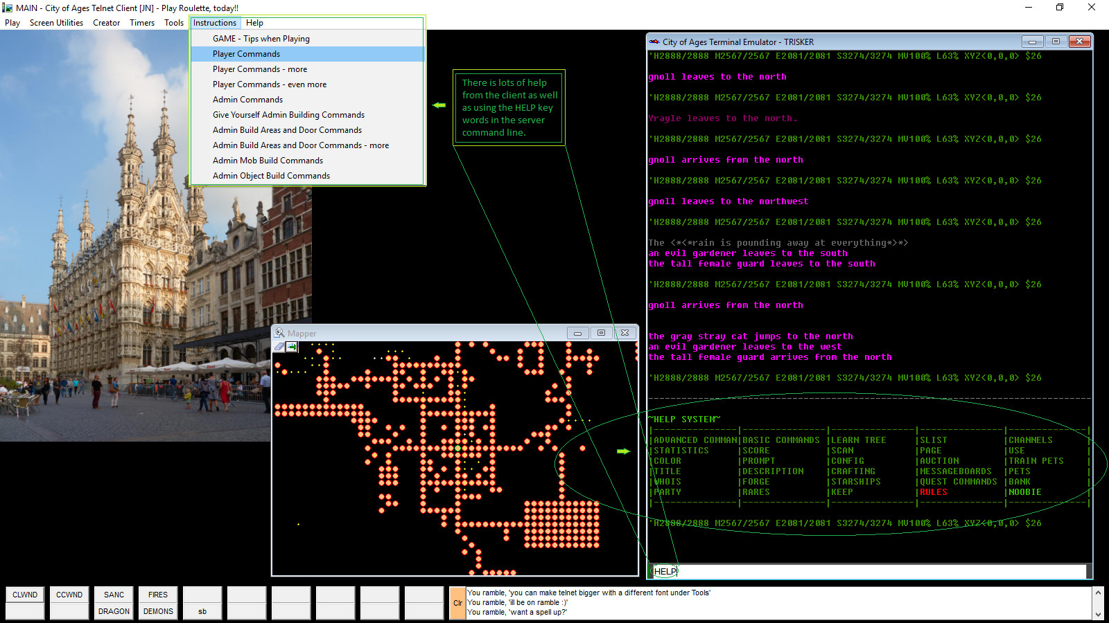City of Ages: Picture Supportive Text MUD (server and client included) screenshot 9