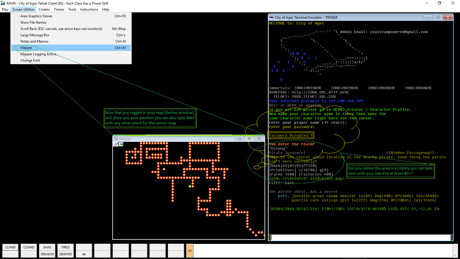 City of Ages: Picture Supportive Text MUD (server and client included) screenshot 3