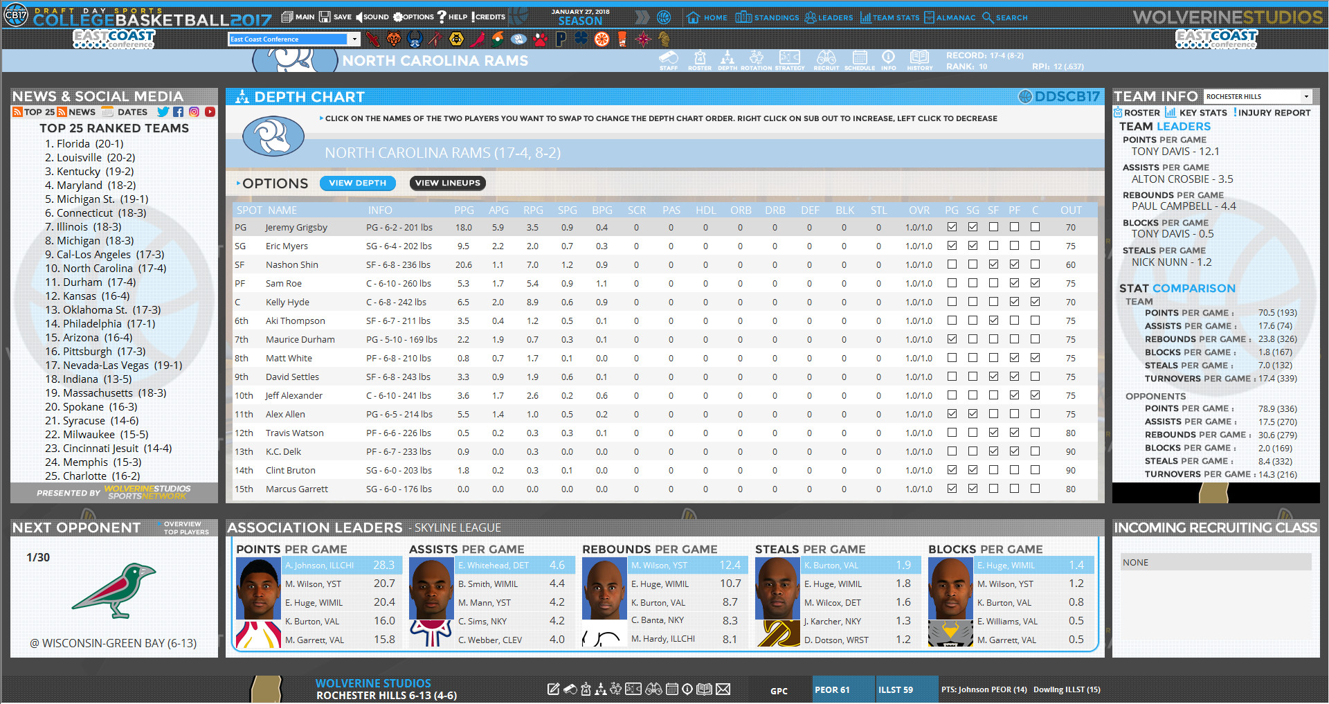 Draft Day Sports: College Basketball 2017 screenshot 1