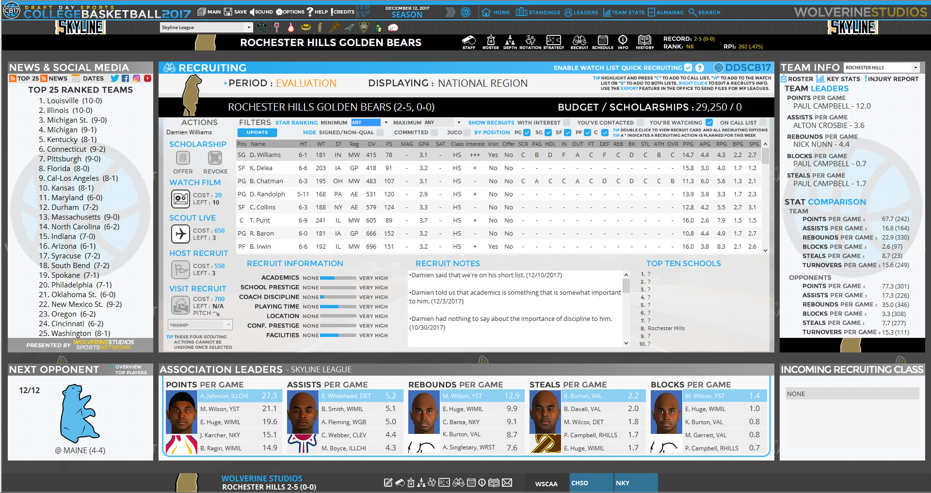 Draft Day Sports: College Basketball 2017 screenshot 3