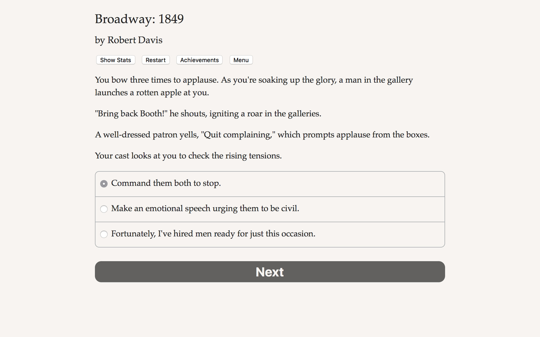 Broadway: 1849 screenshot 1