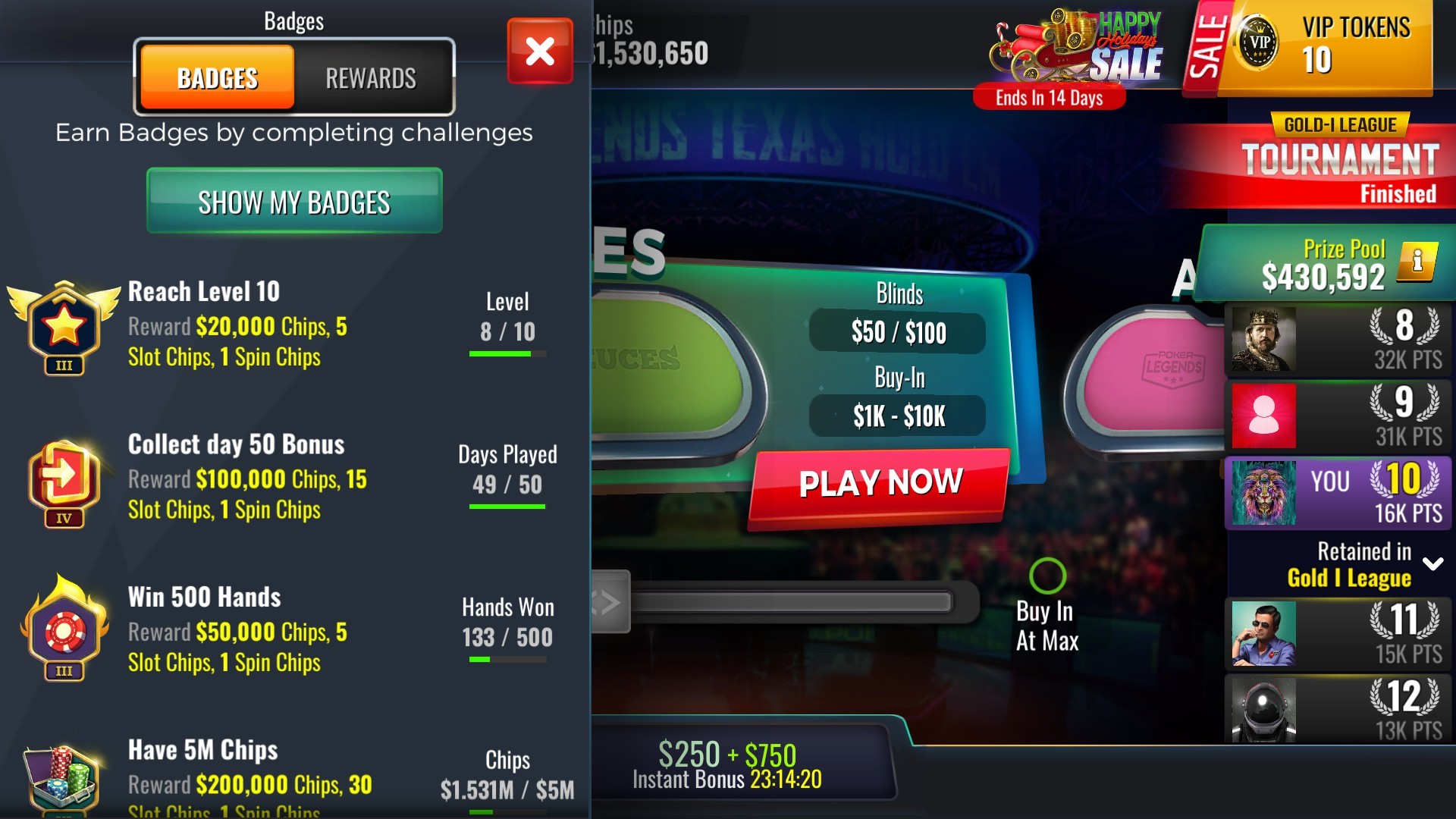 Poker Legends: Texas Hold'em Poker Tournaments screenshot 16