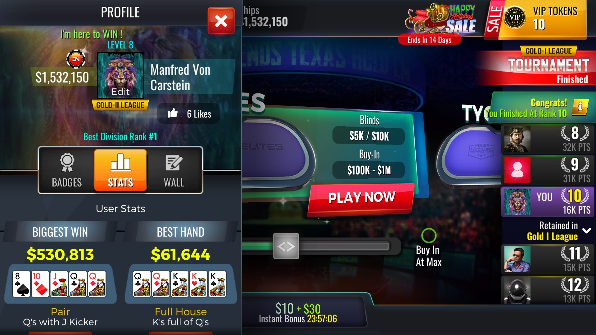Poker Legends: Texas Hold'em Poker Tournaments screenshot 14