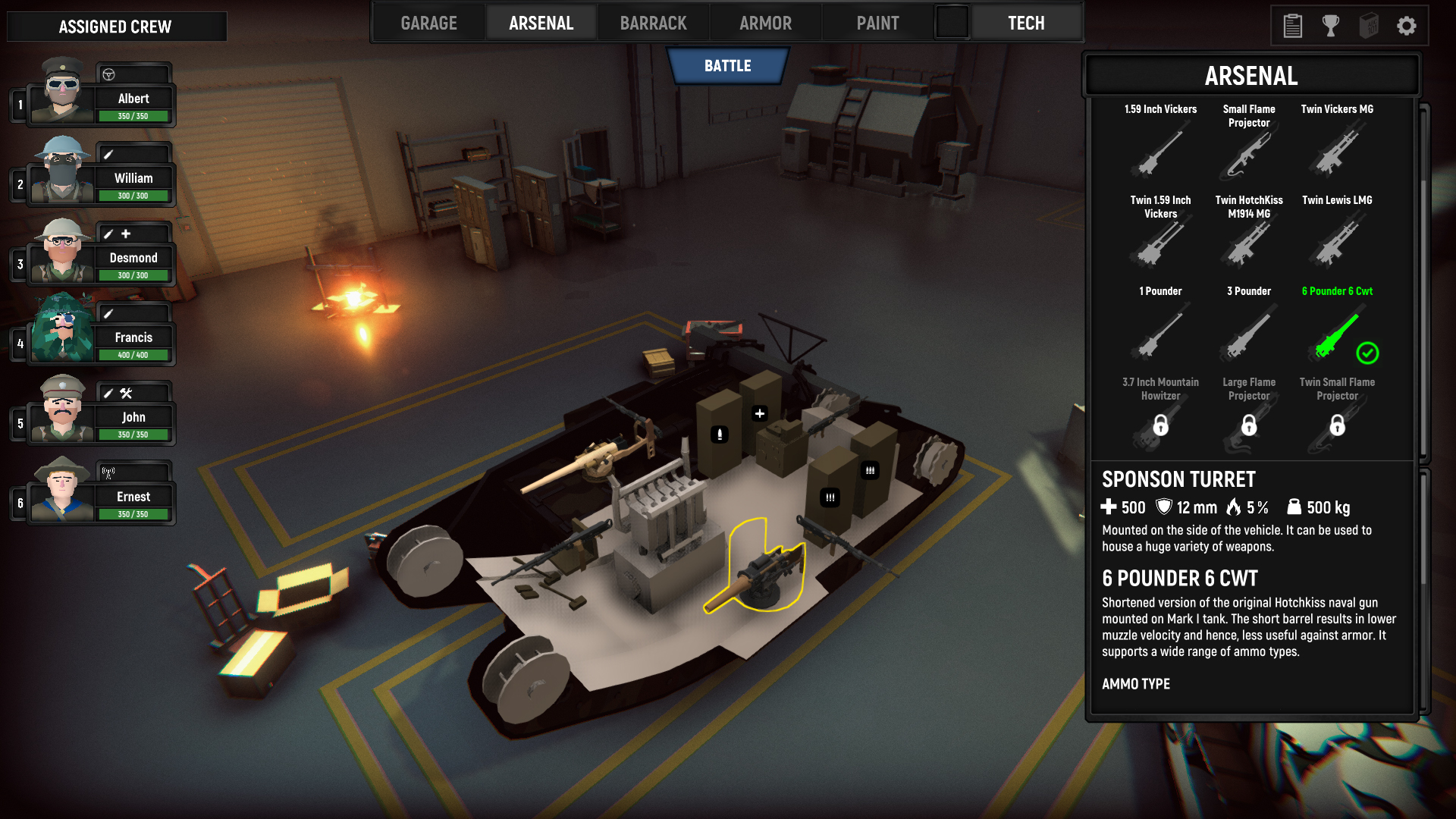 Armored Battle Crew [World War 1] - Tank Warfare and Crew Management Simulator screenshot 6