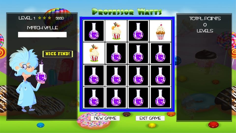 Professor Watts Memory Match: Yummy Cupcakes screenshot 1