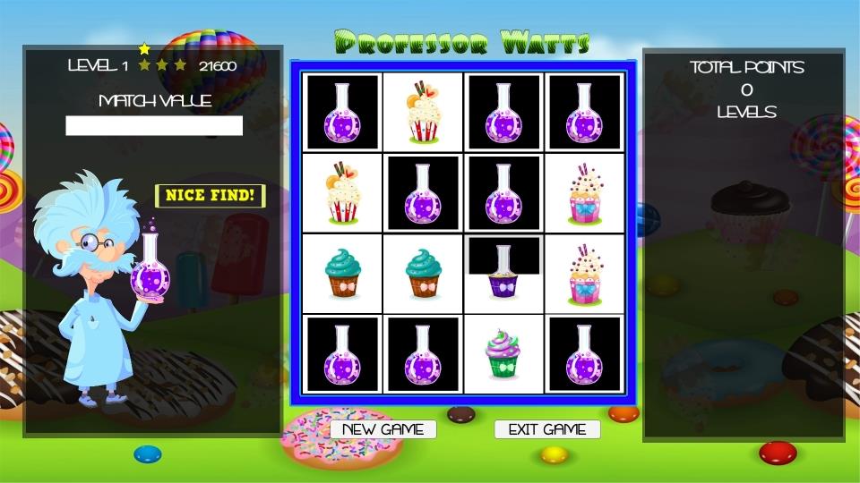 Professor Watts Memory Match: Yummy Cupcakes screenshot 2
