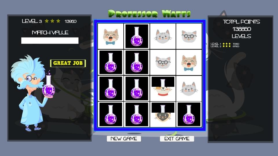 Professor Watts Memory Match: Cats screenshot 3